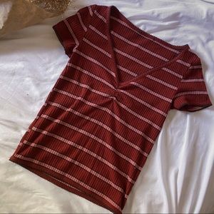 striped slim fitting crop top